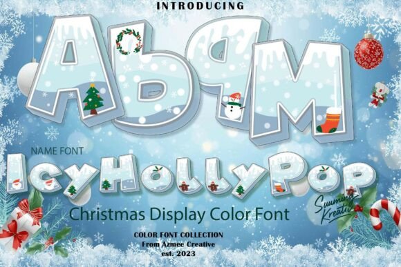 IcyHollyPop: A Frosty Christmas Display Font for Festive Designs